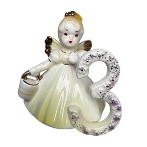 Josef Original Vintage Ceramic Angel Figurine with Number 3
